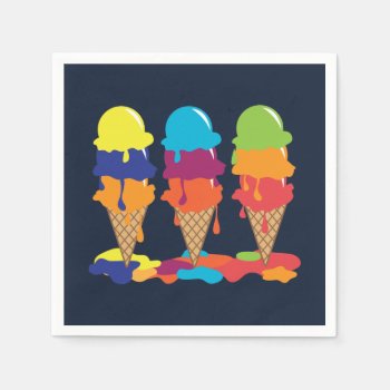 Colorful Ice Cream Birthday Party Napkins by nyxxie at Zazzle