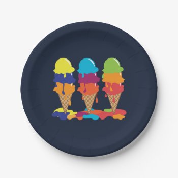 Colorful Ice Cream Birthday Party Paper Plates by nyxxie at Zazzle
