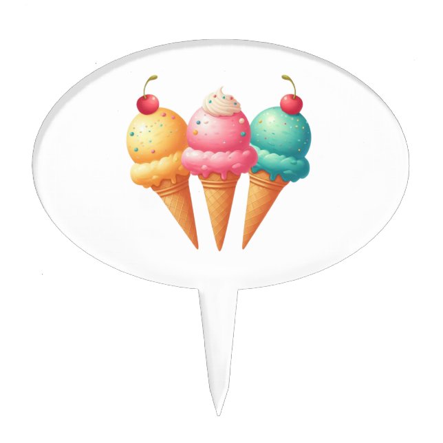 Colorful Ice cream Cake Topper (Front)
