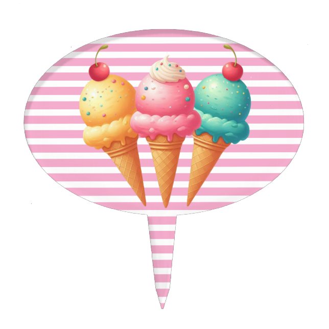 Colorful Ice cream Cake Topper (Front)