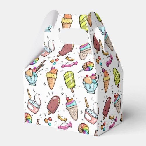 Colorful Ice Cream Candy and Lollies Pattern Favor Boxes