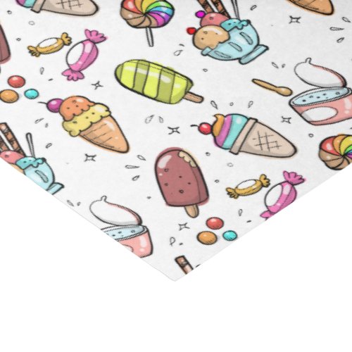 Colorful Ice Cream Candy and Lollies Pattern Tissue Paper