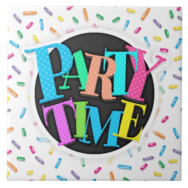 Colorful Ice Cream Candy Sprinkles Ceramic Tile (Front)