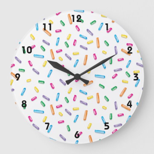 Colorful Ice Cream Candy Sprinkles Large Clock