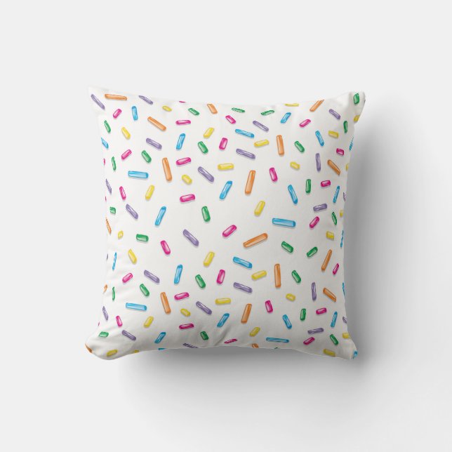 Colorful Ice Cream Candy Sprinkles Throw Pillow (Front)
