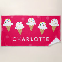 Colorful Ice Cream Cone Beach Towel