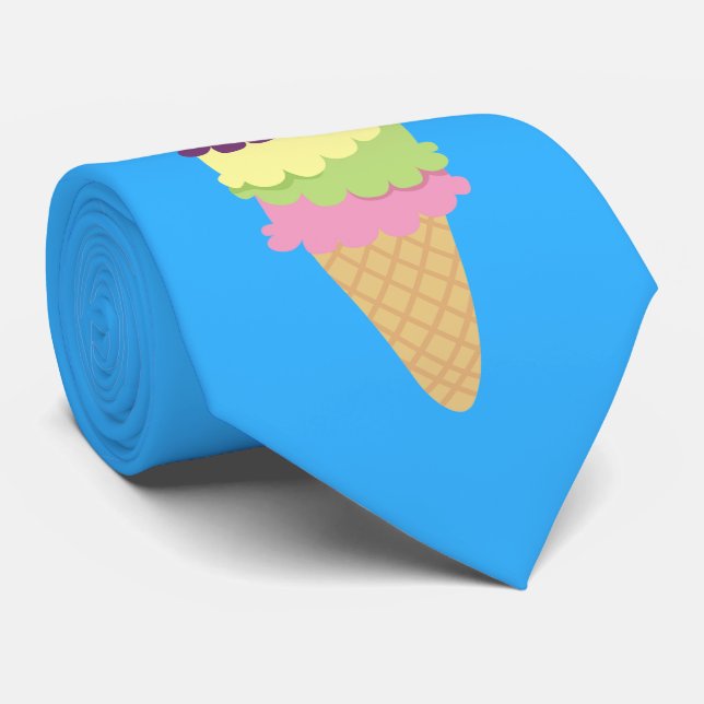 Colorful Ice Cream Cone Neck Tie (Rolled)