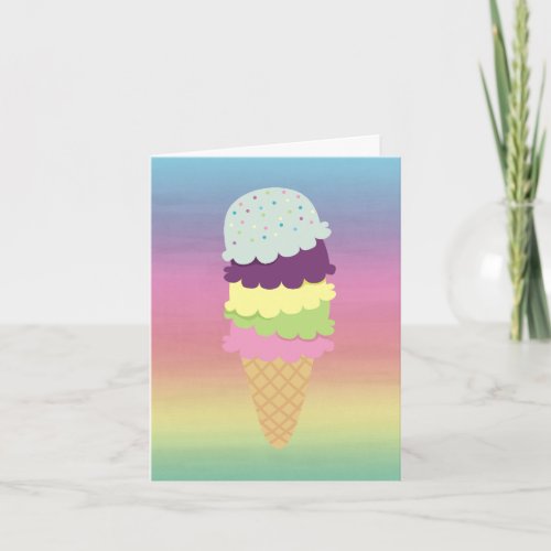 Colorful Ice Cream Cone Note Card