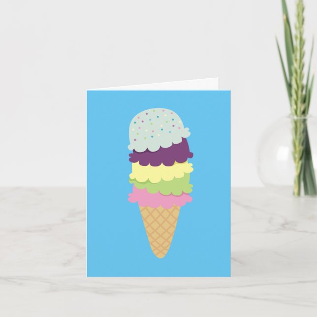 Colorful Ice Cream Cone Note Card (Front)