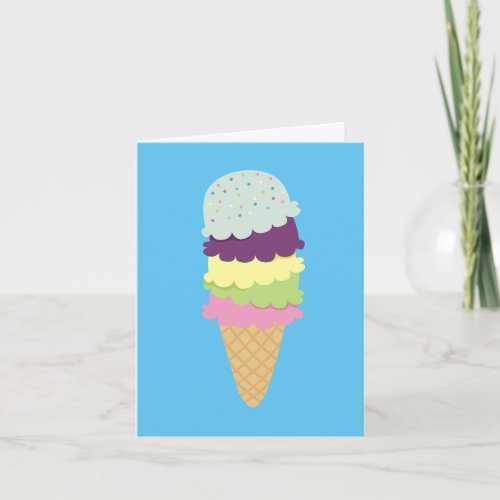 Colorful Ice Cream Cone Note Card