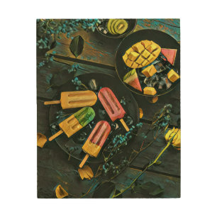 Colorful ice cream cone popsicle wood wall art