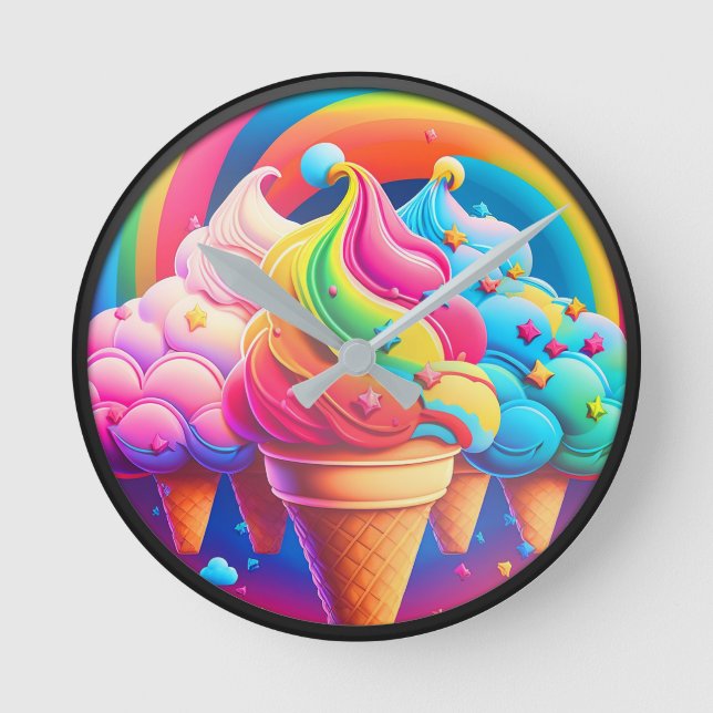 Colorful Ice Cream Cones Clock (Front)