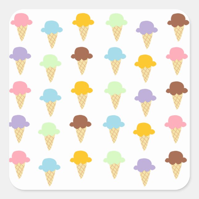Colorful Ice Cream Cones Square Sticker (Front)