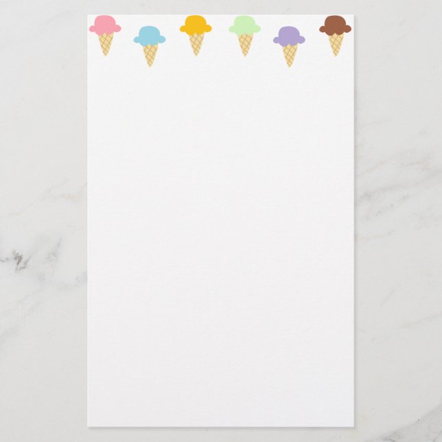 Colorful Ice Cream Cones Stationery (Front)