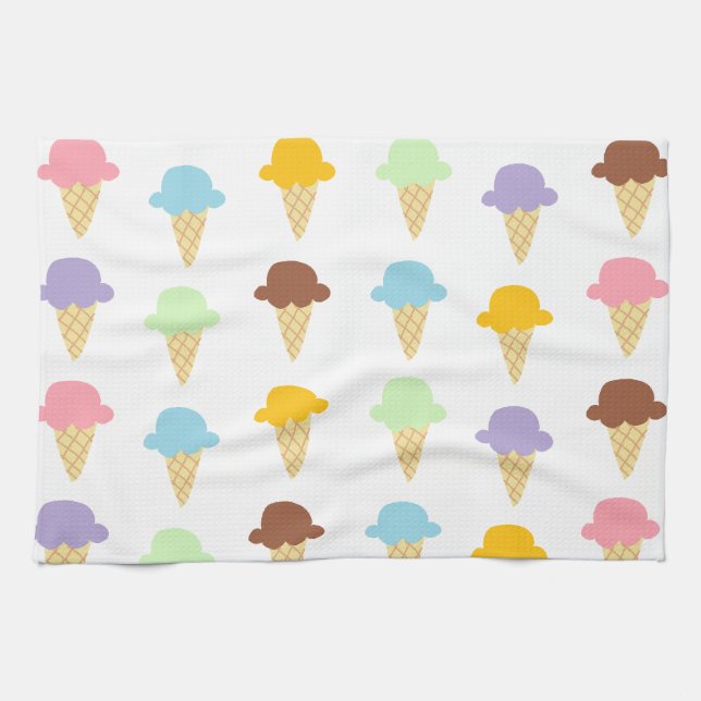 Colorful Ice Cream Cones Towel (Horizontal)