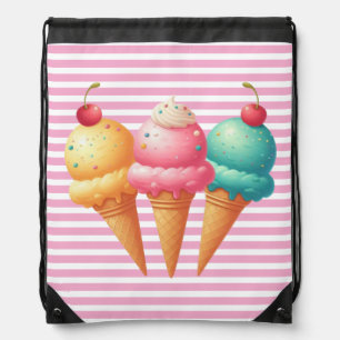 Colorful Ice cream Drawstring Bag