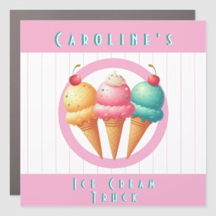 Colorful ice cream food truck car magnet