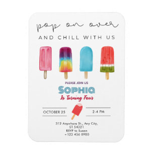 Colorful Ice Cream Four Birthday Party Invitation Magnet