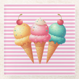 Colorful Ice cream Glass Coaster