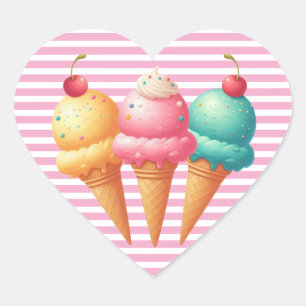 Colorful Ice cream Heart Sticker
