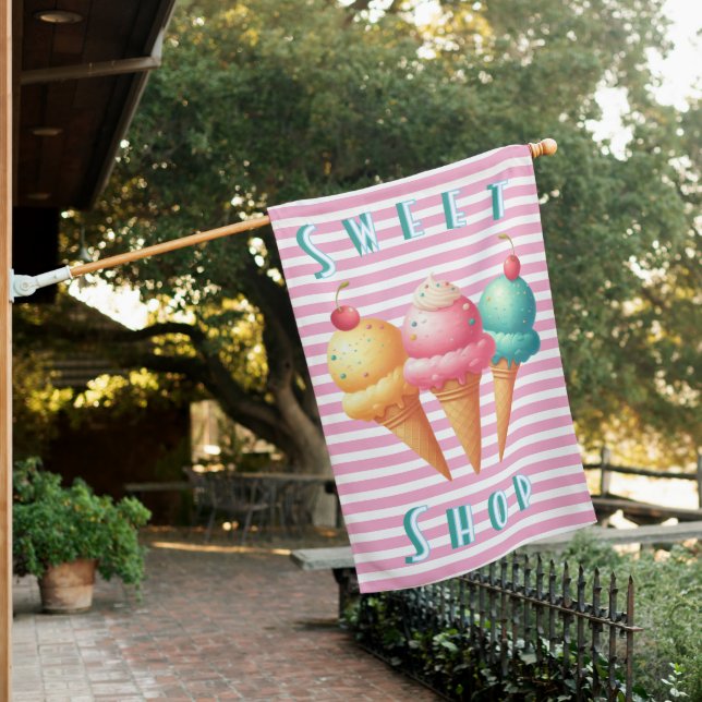 Colorful Ice cream House Flag (In SItu)