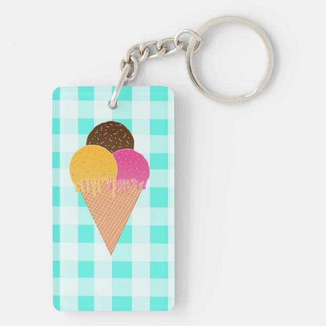 Colorful Ice Cream Illustration Keychain (Back)