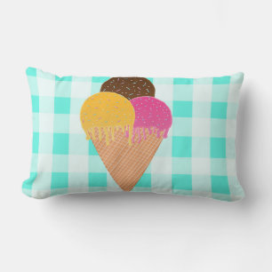 Colorful Ice Cream Illustration Lumbar Pillow