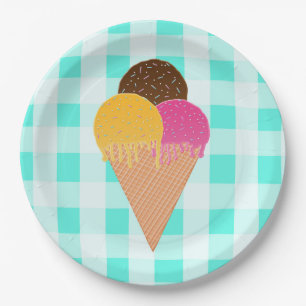 Colorful Ice Cream Illustration Paper Plates