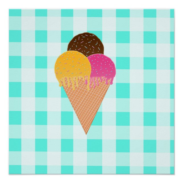 Colorful Ice Cream Illustration Poster (Front)