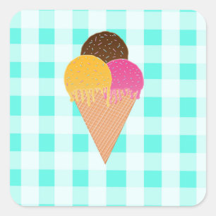 Colorful Ice Cream Illustration Square Sticker