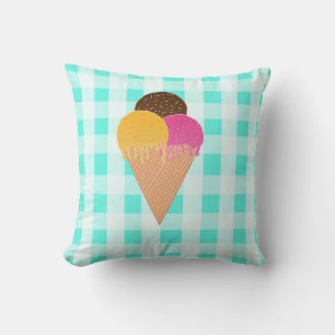 Colorful Ice Cream Illustration Throw Pillow