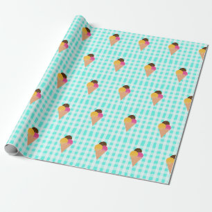 Colorful Ice Cream Illustration Wrapping Paper