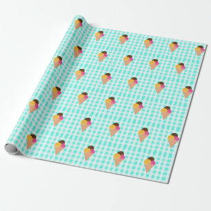 Colorful Ice Cream Illustration Wrapping Paper