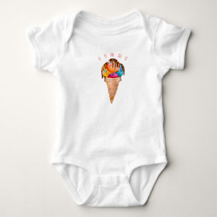 Colorful ice cream in a crispy cone baby bodysuit