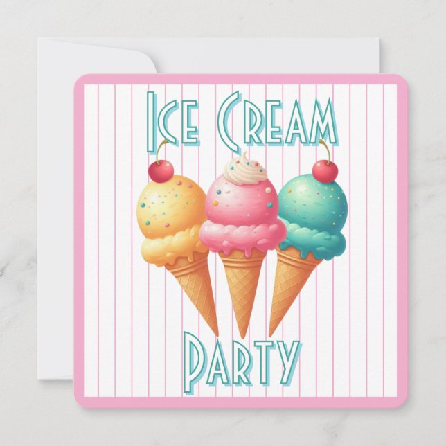 Colorful Ice cream Invitation (Front)
