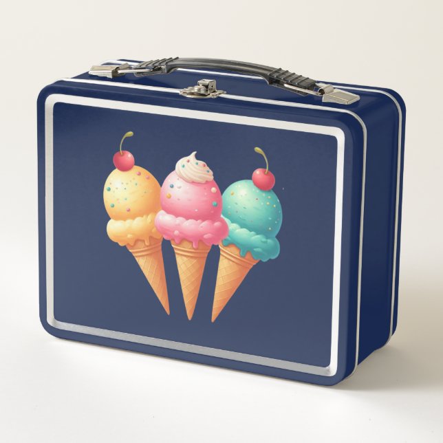 Colorful Ice cream Metal Lunch Box (Front)
