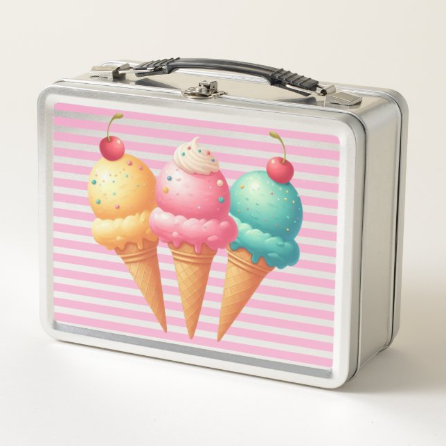 Colorful Ice cream Metal Lunch Box (Front)