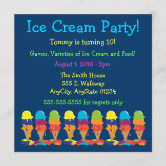 Colorful Ice Cream Party Invitation