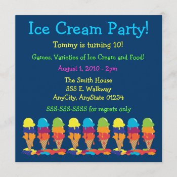 Colorful Ice Cream Party Invitation by nyxxie at Zazzle