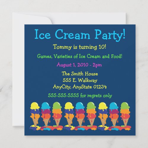 Colorful Ice Cream Party Invitation