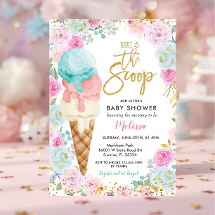 Colorful Ice Cream Pastel Flowers Baby Shower Invitation