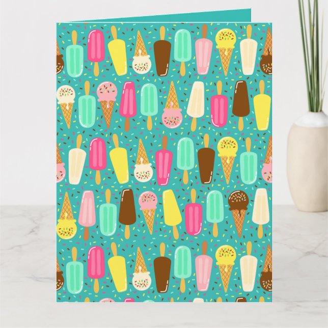 Colorful Ice Cream Pattern Dopamine Design  Card (Front)