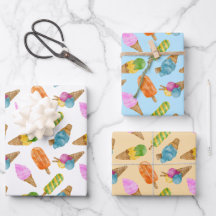 Colorful Ice Cream Pattern Gift Wrap