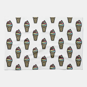 Colorful Ice Cream Pattern Kitchen Towel