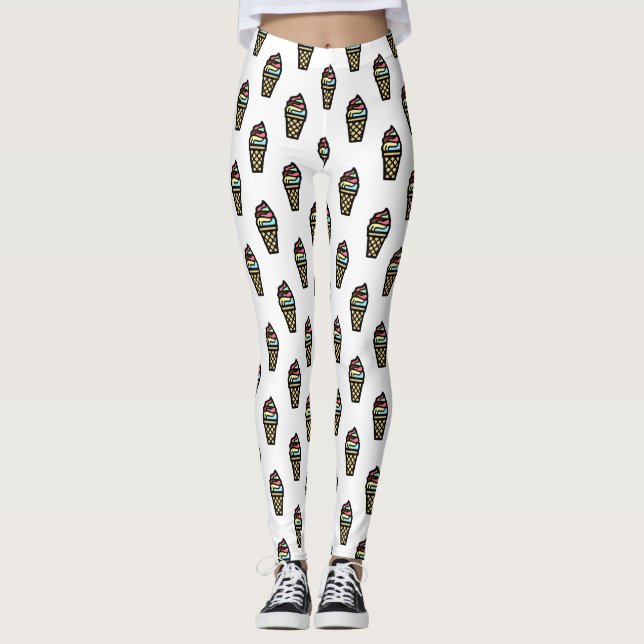 Colorful Ice Cream Pattern Leggings (Front)