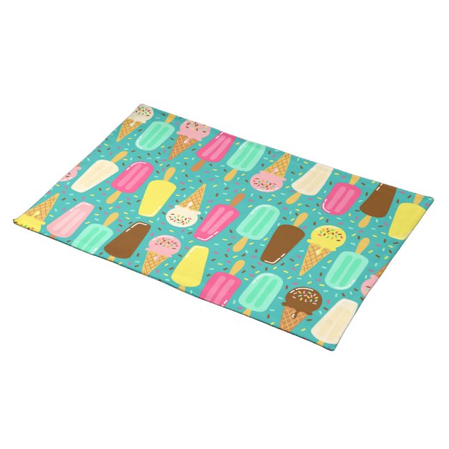 Colorful Ice Cream Pattern Summer  Cloth Placemat (On Table)