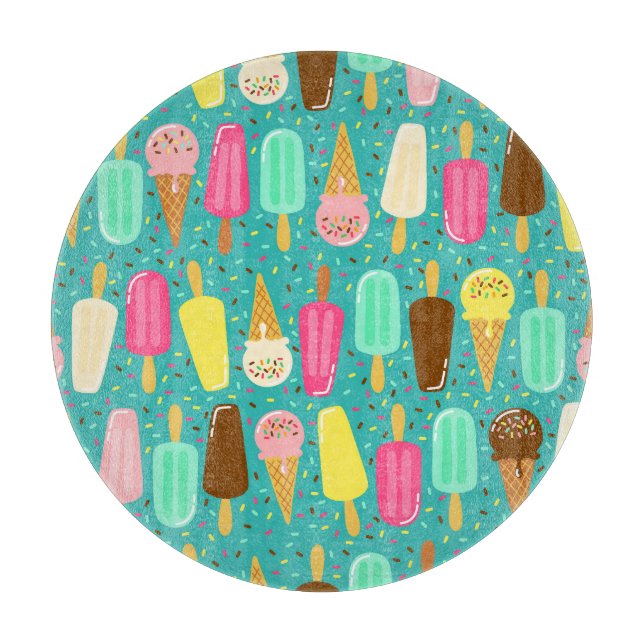 Colorful Ice Cream Pattern Summer  Cutting Board (Front)