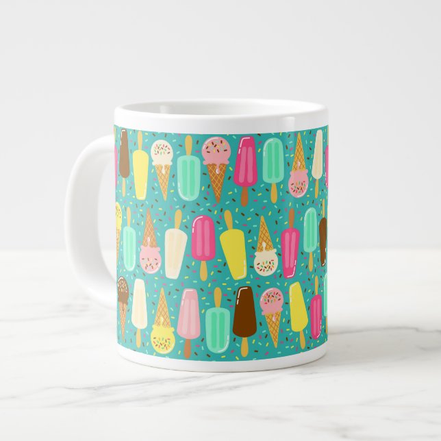 Colorful Ice Cream Pattern Summer  Giant Coffee Mug (Front Left)