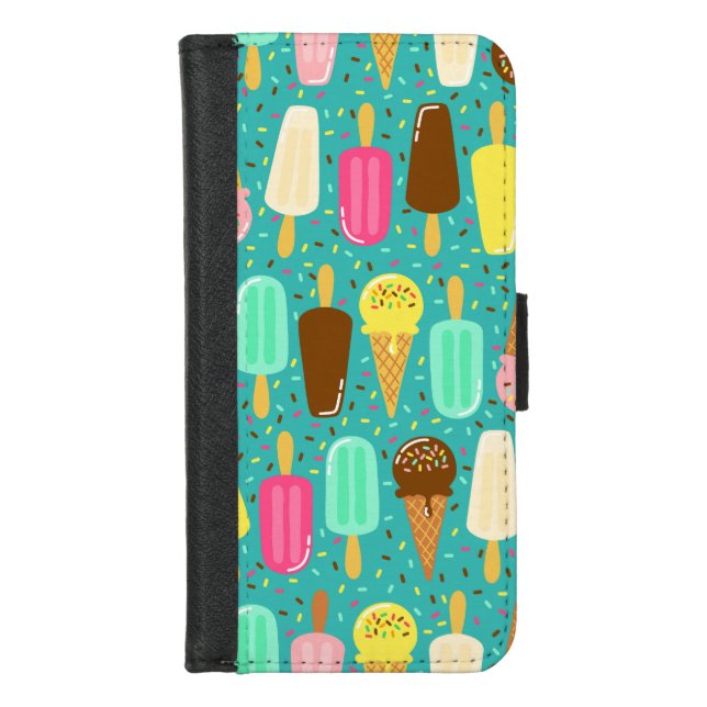 Colorful Ice Cream Pattern Summer  iPhone Wallet Case (Front)