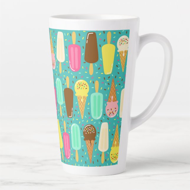 Colorful Ice Cream Pattern Summer  Latte Mug (Right)